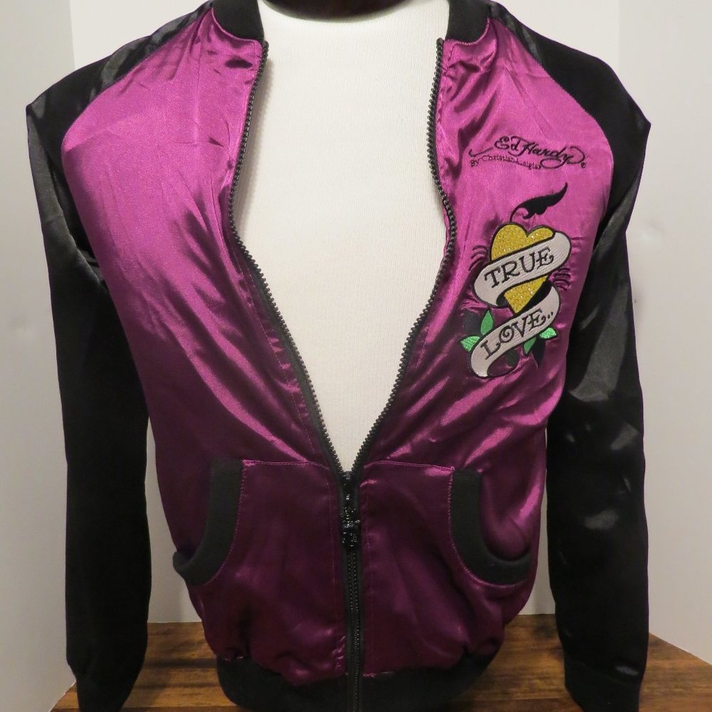Ed Hardy by Christian Audigier True Love satiny jacket sz M 720